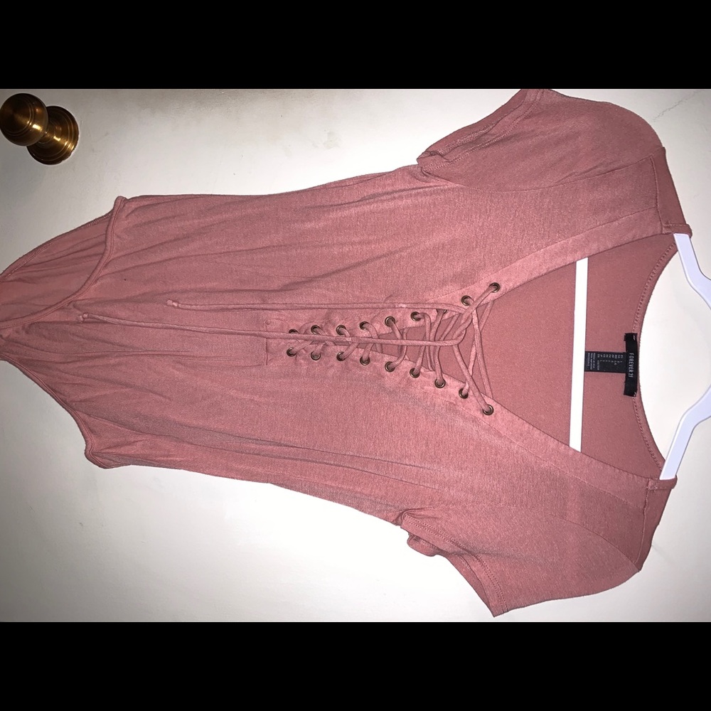 Blush pink tie up bodysuit!